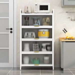 2023 New Type Kitchen Storage rack Hole Board dining side Cabinet Kitchen Shelf With Flipping-up Dustproof Door Kitchen Lockers