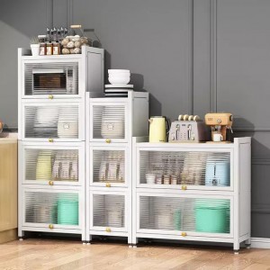Kitchen Storage Cabinet with wheels multi-functional storage cabinet 3/4/5 layer metal with PC door household appliances shelf cabinets
