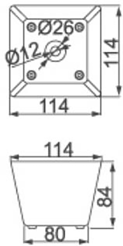Pieds de canapé en plastique PLASTIC WORLD SH1219 Cône carré noir pour canapé Pieds en plastique/SH1219 (3 ​​pouces) Image descriptive