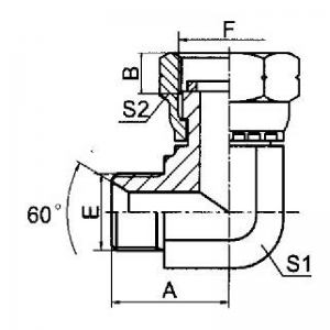 90° Elbow Bsp Male 60° Seat / Bsp Female Pressure Gauge Connectors