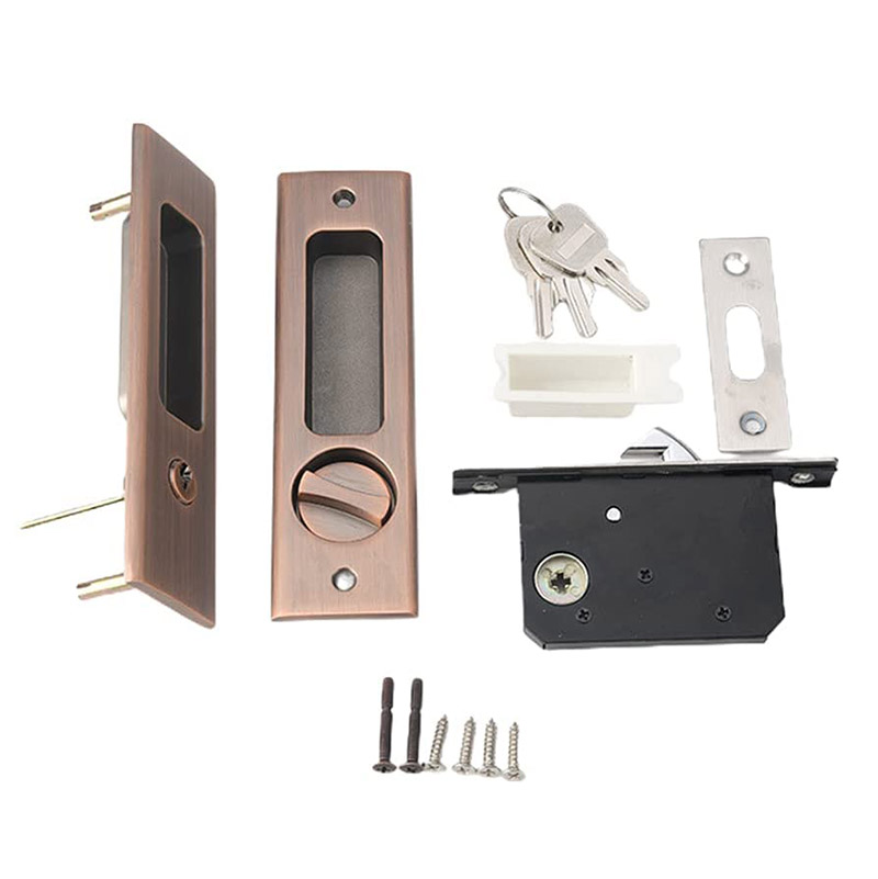 Zinc Alloy Invisible Handle Square Door Mortise Sliding