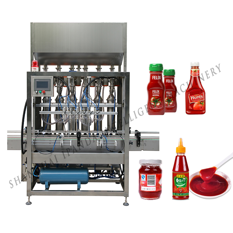 High Speed Automatic Tomato Jar Paste Jam Piston Pump Sauce Filler Fruit Sauce Jar Filling Packing Machine Featured Image