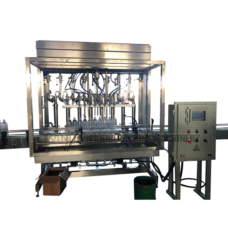 Automatic Cleaning Hand Washer Fluid Overflow Gravity Filling Capping Labeling Machine Featured Image