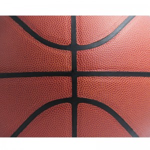 Bola Basket–Logo Timbul OEM Kulit Penyerap Kelembapan Warna Gradien