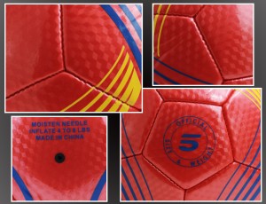 Balón de fútbol feito con goma e pvc con impresión de logotipo de tamaño personalizado e cor