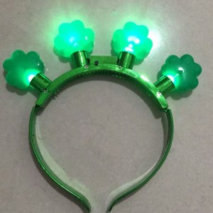 2021 Good Quality Non Slip Hairbands - St. Patrick’s Day LED green clover headband Irish Festival bulb flash headband LED four-leaf clover headwear – Shinny
