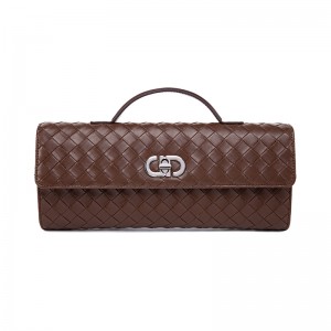 Dark Brown Woven Textured Envelope Bag (Handheld & Crossbody)