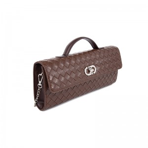 Dark Brown Woven Textured Envelope Bag (Handheld & Crossbody)