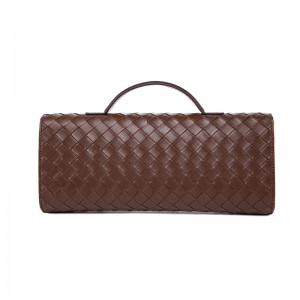 Dark Brown Woven Textured Envelope Bag (Handheld & Crossbody)