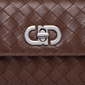 Dark Brown Woven Textured Envelope Bag (Handheld & Crossbody)
