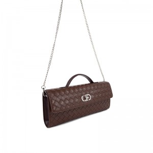 Dark Brown Woven Textured Envelope Bag (Handheld & Crossbody)