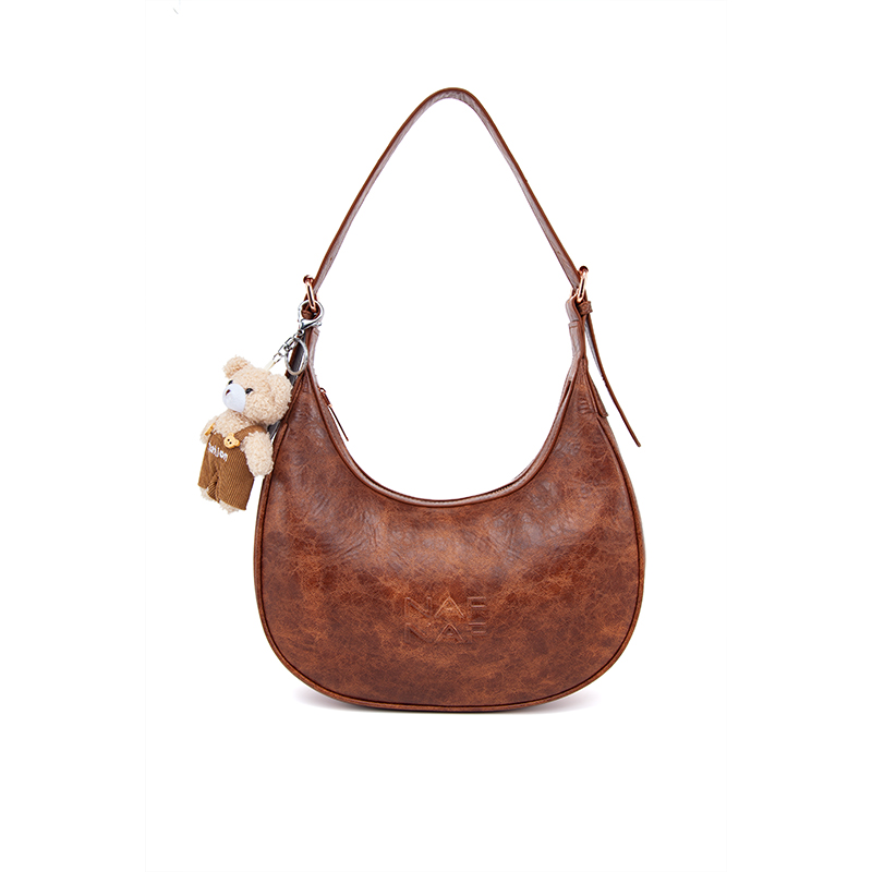 Vintage Brown Distressed Crescent Bag
