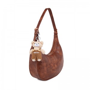 Vintage Brown Distressed Crescent Bag