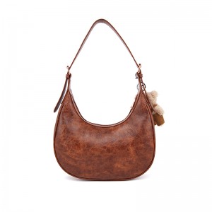 Vintage Brown Distressed Crescent Bag