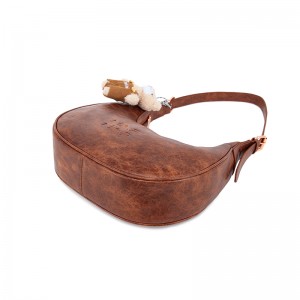 Vintage Brown Distressed Crescent Bag