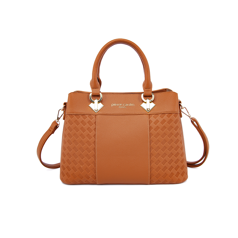 Tan Two-Way Boston Bag (Handheld & Crossbody)
