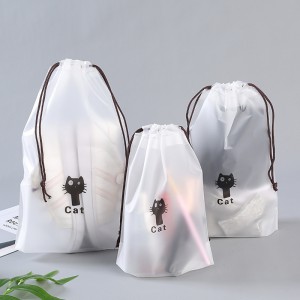 Custom poly zipper lock frosted plastic packing zipper garment drawstring packaging bag to for clothes EVA