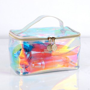 Custom logo Fashion Small personalized Holographic PVC Private Label Beauty case Makeup Bag&cases Cosmetic Bags