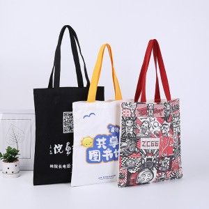 China wholesale Jute Crossbody Bag - Wholesale Custom Print Personalized Blank Bulk Black Cloth Organic Cotton 8 10 oz Canvas Advertising Plain Tote Shopping Bags – Langhai