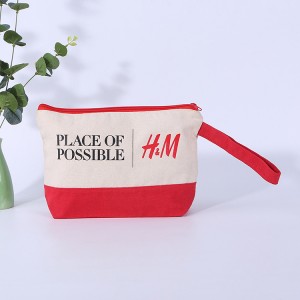 Custom Small Eco Friendly Zipper Make Up Bag Cotton Canvas Makeup Cosmetic Pouch With Personal Logo