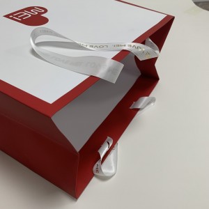 wholesale custom logo print ribbon handle clothing gift shopping kraft paper bag