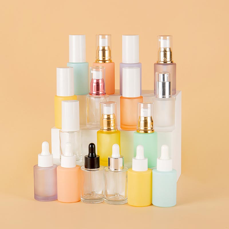 3CL Colored Oil Dropper Bottles Pump Glass Cosmetic Packaging