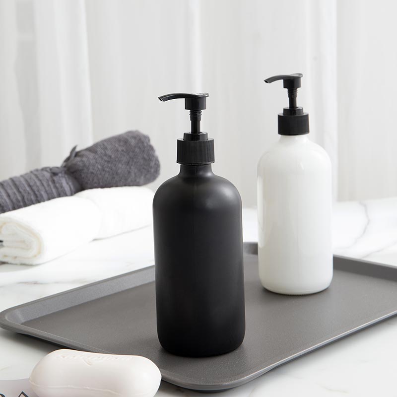 Boston Round Glass Shampoo Soap Dispenser Bottle