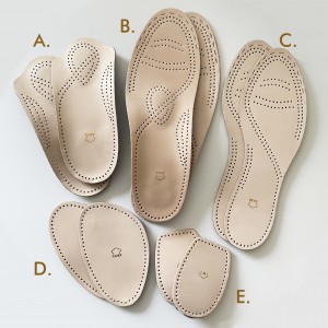 Leather flat shoe insole heel pad arch support 3/4 shoe insert