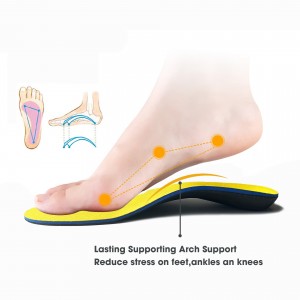 Plochá klenba chodidla podporuje chôdzu bežecké vložky ortopedické žlté vložky do topánok