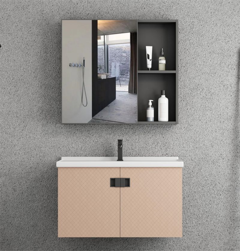 Light luxury and modern style floating bathroom vanity with basin and  high definition silver mirror bathroom vanity cabinet Featured Image