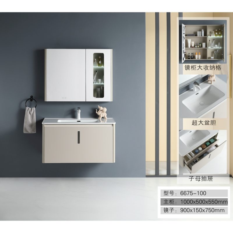 Cheap price high quality bathroom vanity with sink vanity plywood bathroom cabinet with slab basin cabinet with mirror