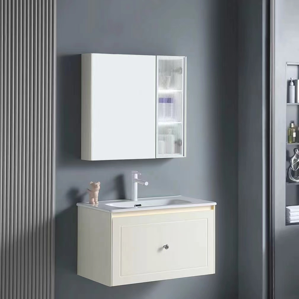 Factory Wholesale sanitary ware wall mounted mirrored bathroom vanity cabinets bathroom vanity with ceramic sink