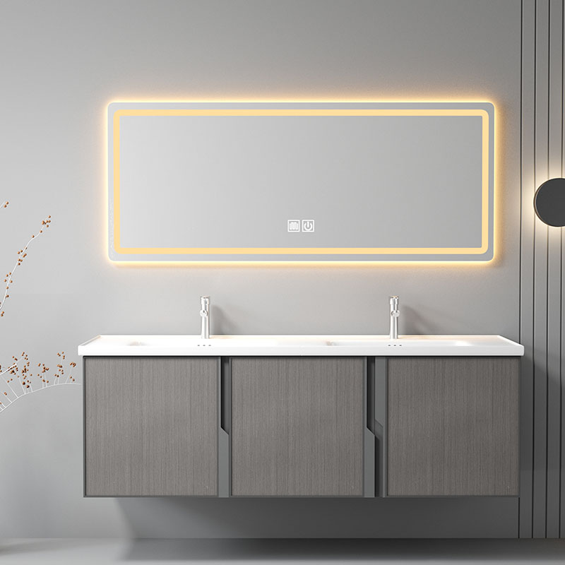 Cheap price high quality aluminum bathroom cabinet vanity bathroom cabinet with double basin bathroom cabinet with LED mirror
