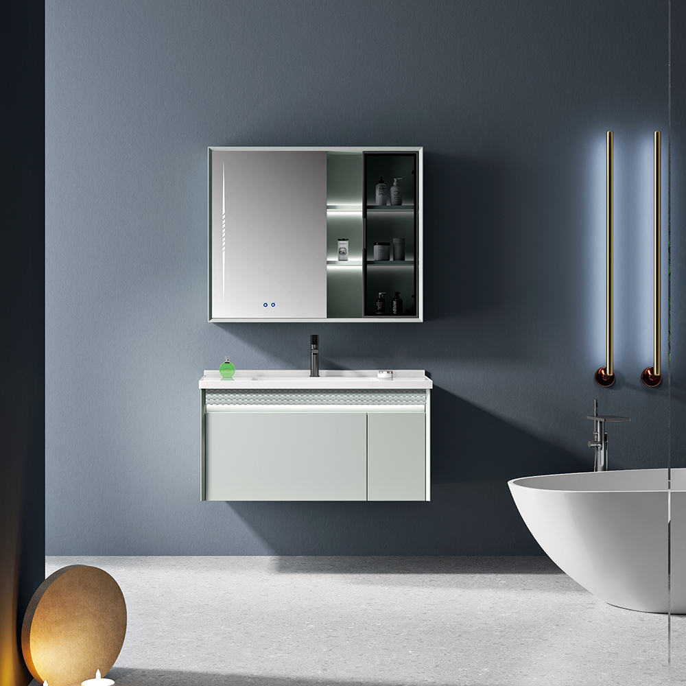 Vanzare Directa Fabrica Dulap de baie mdf design cu oglinda obiecte sanitare labo de baie modern cu chiuveta ceramica