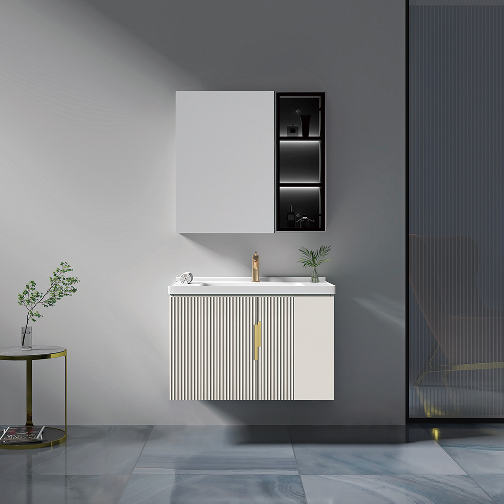New Arrival vanity pvc bathroom cabinet with slab basin vanity modern style bathroom cabinets for sale wood vanity
