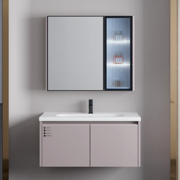 Solid Wood Wall Mounted Bathroom Sink Cabinet with LED Mirror Drawers Rectangle Vanity for Hotel House Building & Furniture