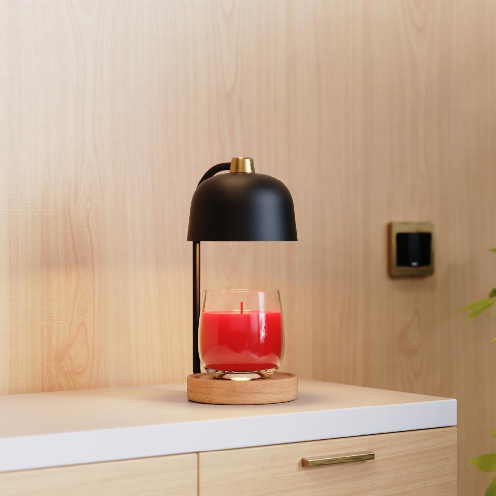 Lampe chauffe-bougie électrique en bois de caoutchouc Bell