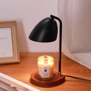 Calentador de velas de madera sin llama decorativo para el hogar, lámpara calentadora de velas arqueada de madera y negro de material natural
