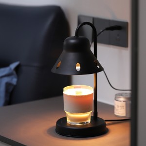 Lámpara calentadora de velas, compatible con tarros grandes Yankee Candle, metal, 110-120 V, derretidor de velas regulable, velas de tarros de tamaño pequeño y grande (negro)