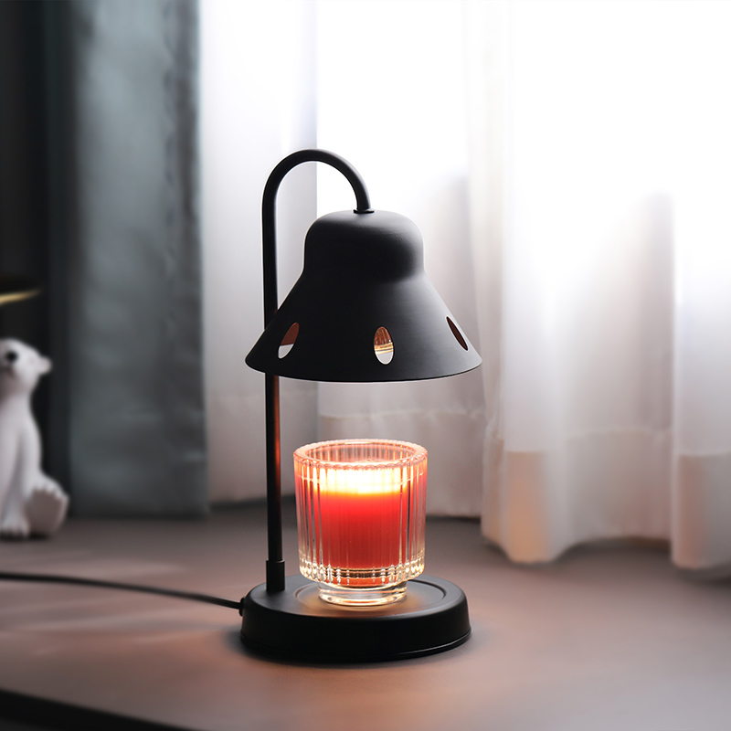 Lampe chauffe-bougie, compatible avec les grands pots Yankee Candle, en métal, 110-120 V, fondoir à bougie à intensité variable, bougies en pot de petite et grande taille (noir)