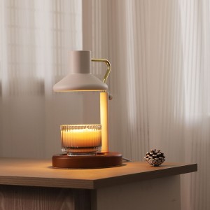Làmpada escalfadora d'espelmes moderna d'estil de fusta elèctrica, cremador d'aroma de fragància per a la llar amb bombeta halògena GU10, fosa de cera sense fum