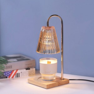 Lampe chauffe-bougie en verre avec 2 ampoules compatible avec les bougies en pot Lampe à bougie électrique vintage à intensité variable Fondoir à bougie pour cire parfumée