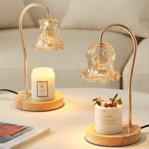 New glass flower romantic style electric candle warmer table lamp great gift and home decoration living room lightings Valentine’s gift flameless aroma burner creative present  for friends