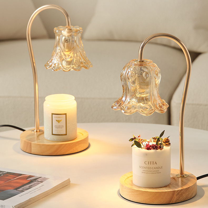 Nový sklenený kvet romantický štýl elektrická sviečka teplejšia stolová lampa skvelý darček a domáca dekorácia osvetlenie obývacej izby valentínsky darček bezplameňový aróma horák kreatívny darček pre priateľov