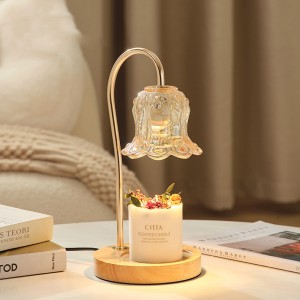 Nouveau verre fleur style romantique chauffe-bougie électrique lampe de table excellent cadeau et décoration de la maison éclairages de salon cadeau de Saint-Valentin brûleur d'arôme sans flamme cadeau créatif pour les amis