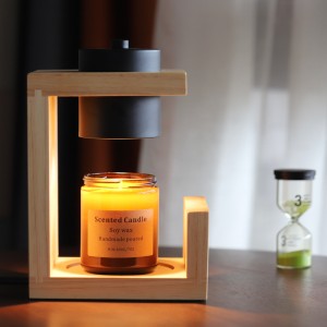 Moderni Naturalis Rectanguli Purgamentum Wood Electric Candle Warmer Lamp