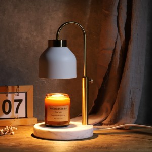 مصباح تدفئة الشموع الكهربائية بقاعدة من الرخام الطبيعي المستدير الحديث