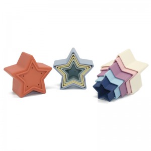 Hot Sale Baby Tower Soft Building Blocks Toys Силикон Star Stacking Cups