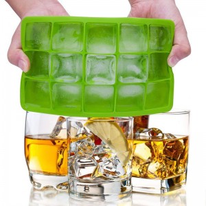 15-hole Square Shape Custom Maker Rubber Trays Silicone Ice Cube Mould