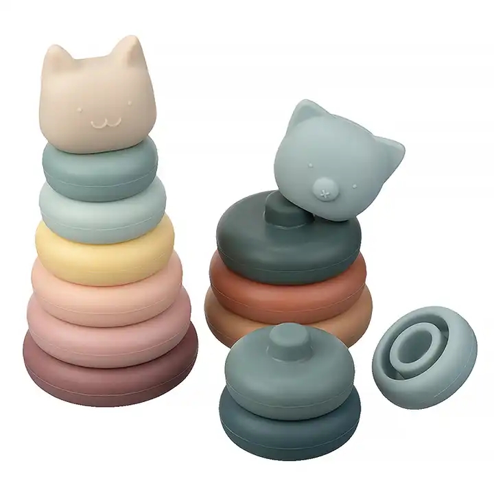 Xoguetes de silicona para dentición de bebés personalizados sen Bpa Xoguete calmante de mordedor masticable para bebés